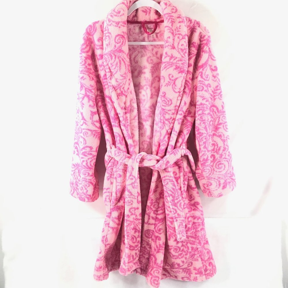 Pink Fluffy Size Lg Robe with Waist Tie